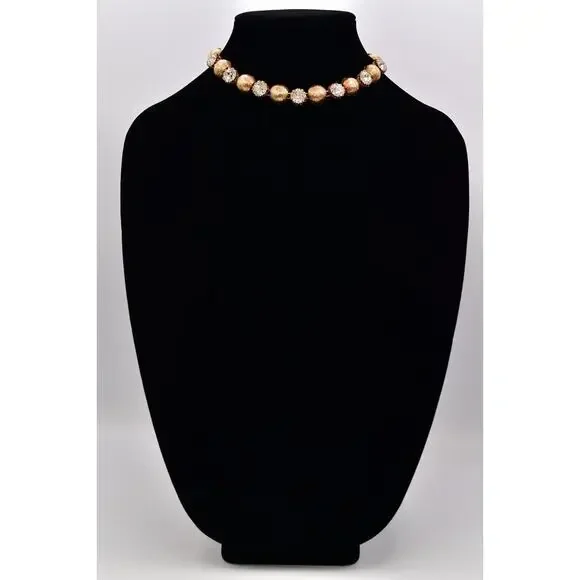 kramer Vintage Crystal Choker Necklace Gold Tone Chunky Chain Signed 1950s BinBM - Picture 3 of 12